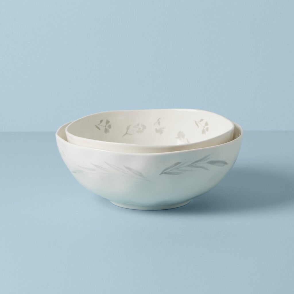 Grey Watercolor Nesting Serving Bowls, 2-Piece