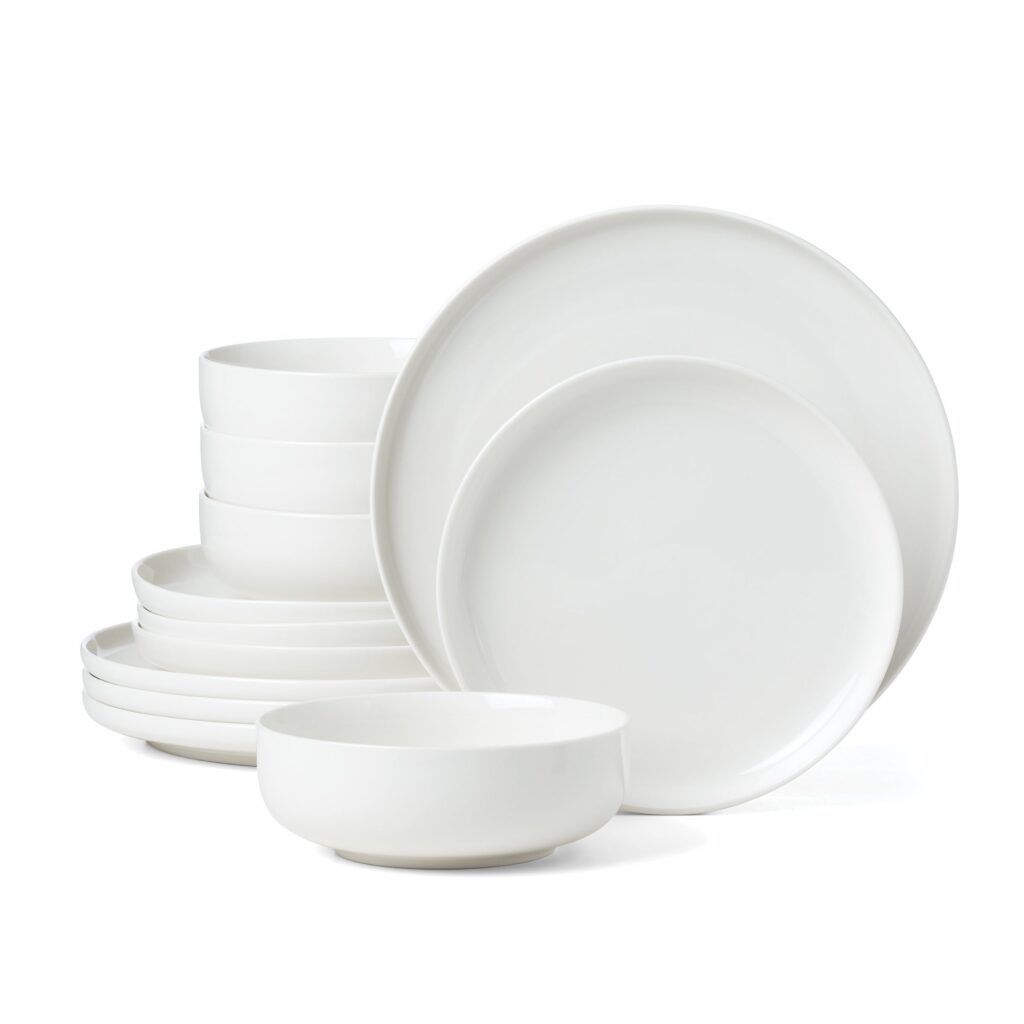 Classic White Porcelain Dinnerware Set, 12-Piece