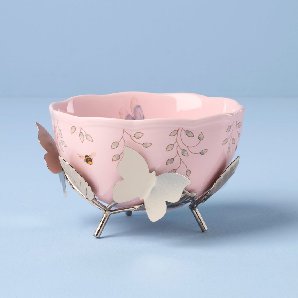 Decorative Floral Bowl with Stand