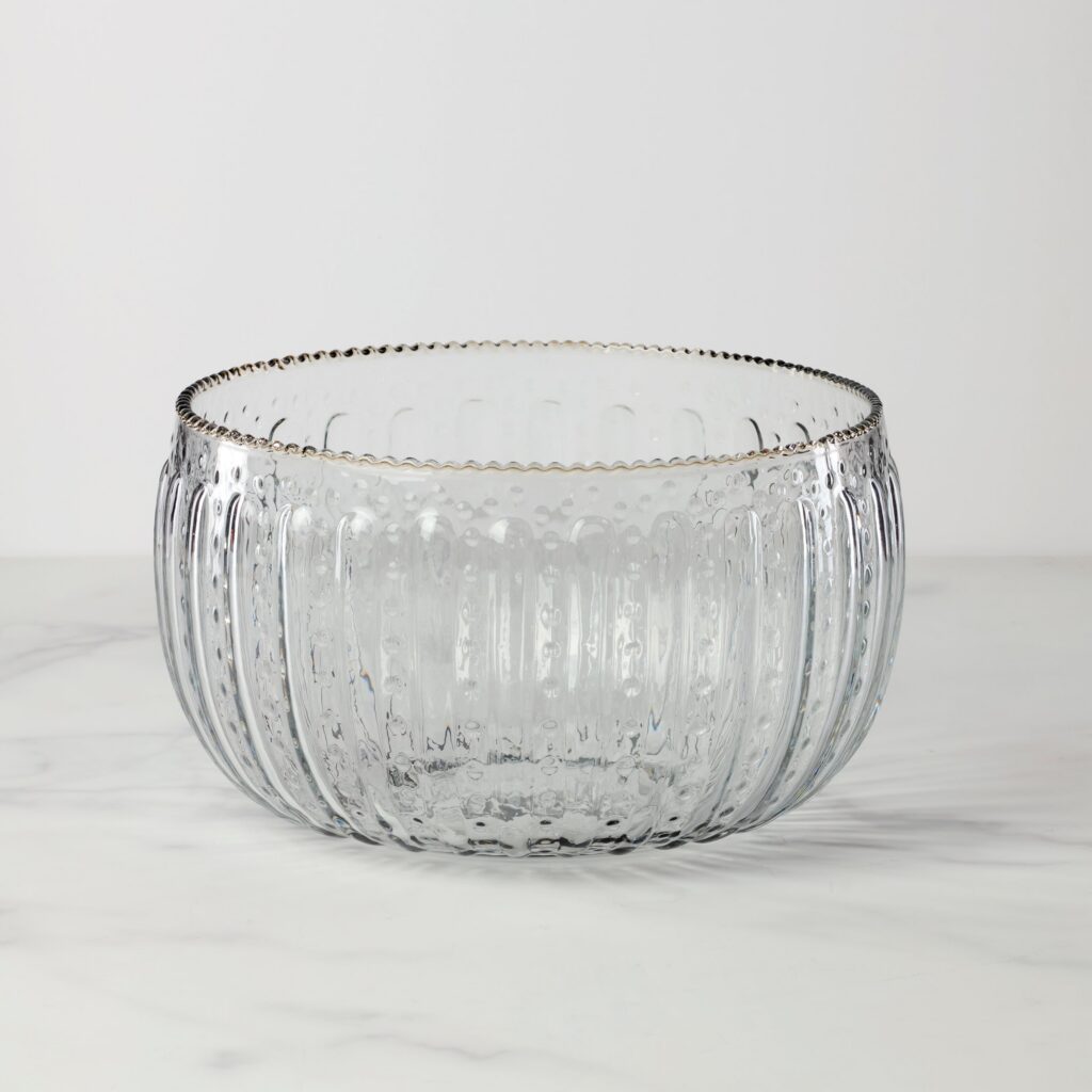 Clear Ruffle Edge Artisan Glass Bowl