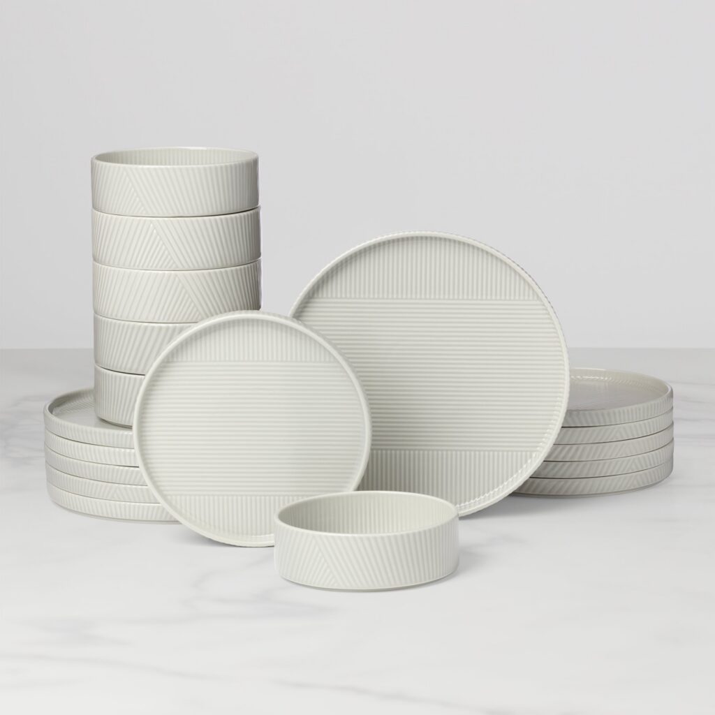Vapor Gray Textured Porcelain Dinnerware Set, 18-Piece