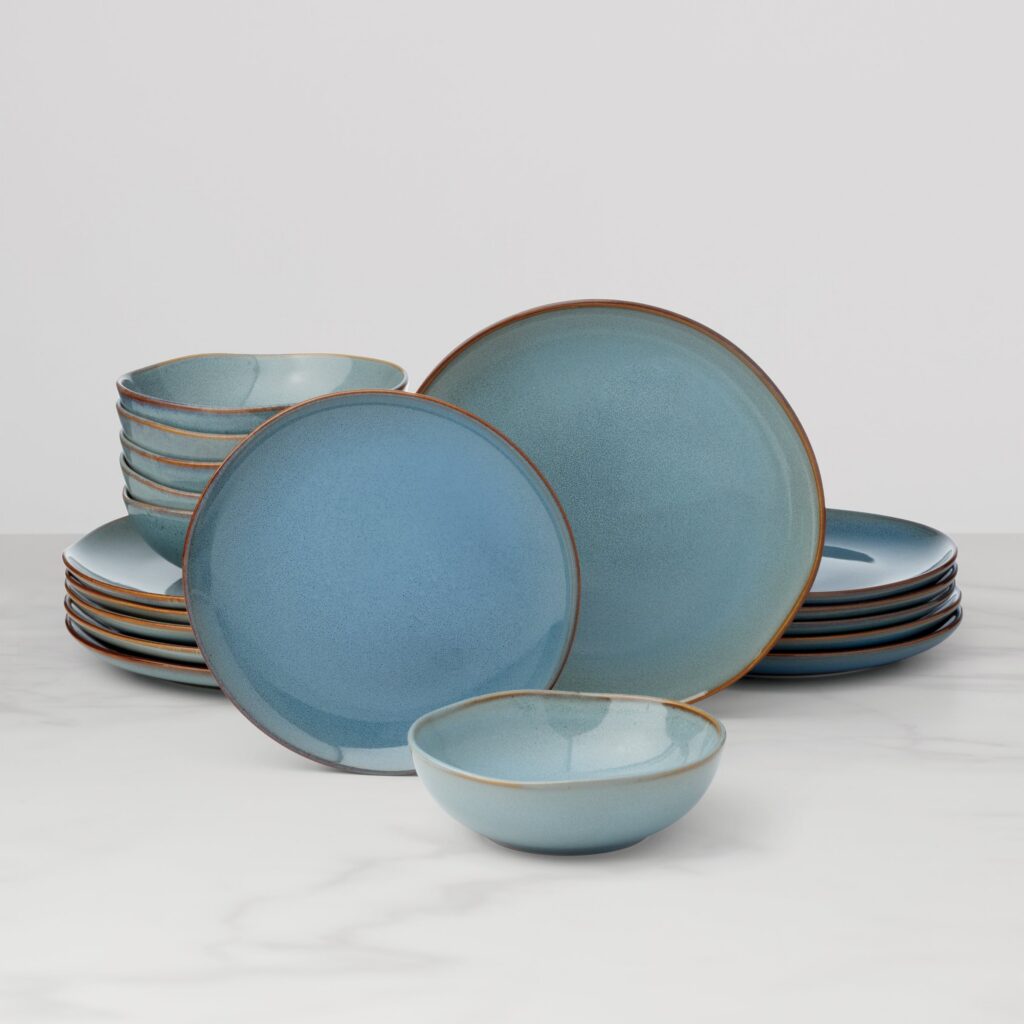 Slate Blue Stoneware Dinnerware Set, 18-Piece